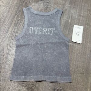 Gray Sleeveless Top with Glitter Text